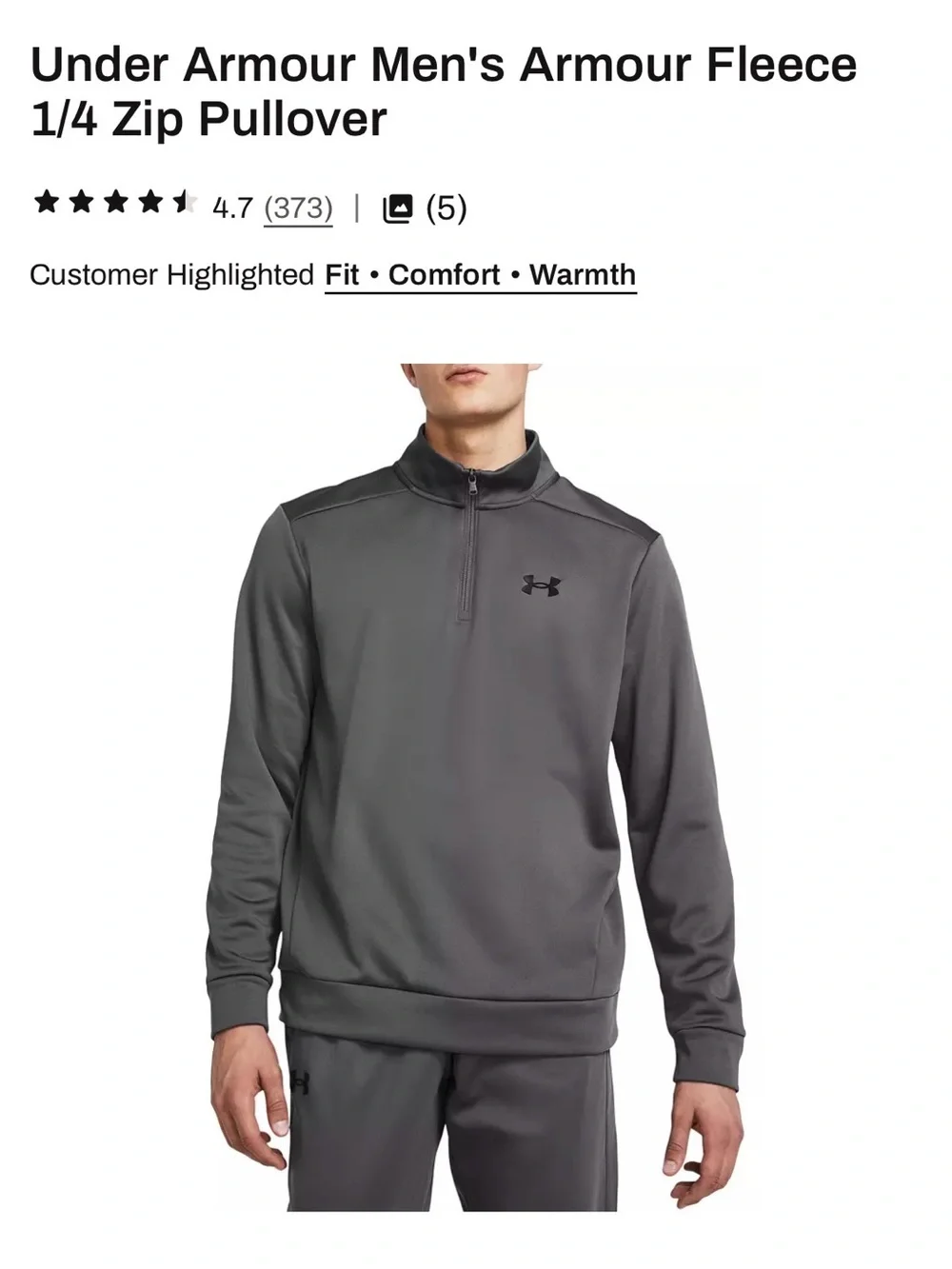 Under Armour Men's Quarter-Zip Performance Pullover in Gray